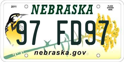 NE license plate 97FD97