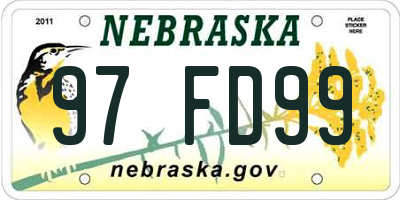 NE license plate 97FD99