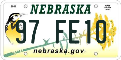 NE license plate 97FE10