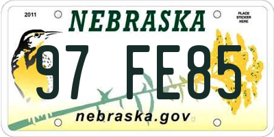 NE license plate 97FE85