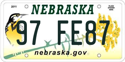 NE license plate 97FE87