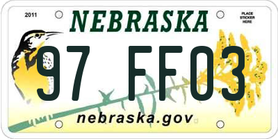 NE license plate 97FF03