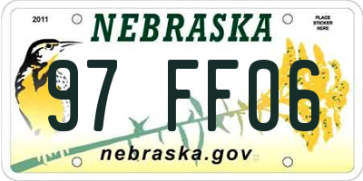 NE license plate 97FF06