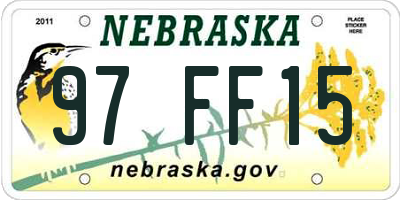 NE license plate 97FF15