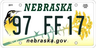 NE license plate 97FF17