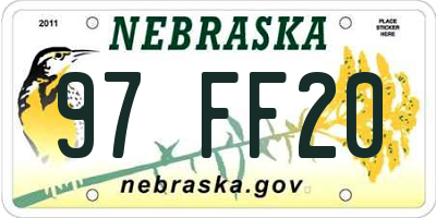 NE license plate 97FF20