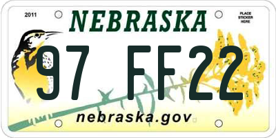 NE license plate 97FF22