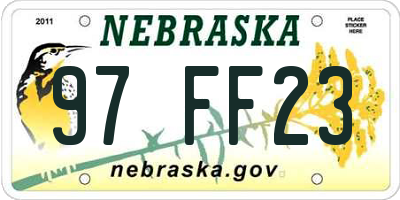 NE license plate 97FF23