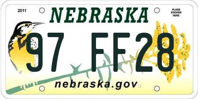 NE license plate 97FF28