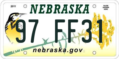 NE license plate 97FF31