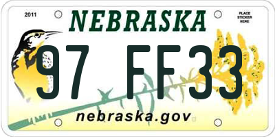 NE license plate 97FF33