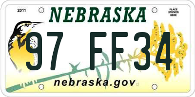 NE license plate 97FF34