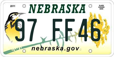 NE license plate 97FF46
