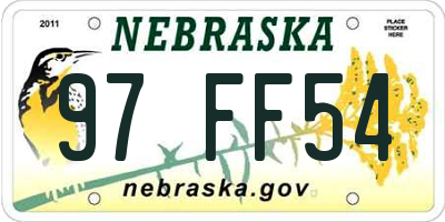 NE license plate 97FF54