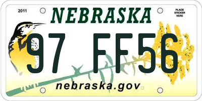 NE license plate 97FF56