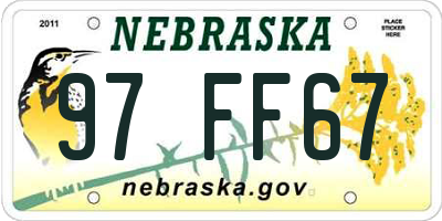 NE license plate 97FF67