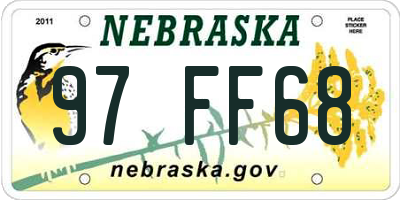 NE license plate 97FF68