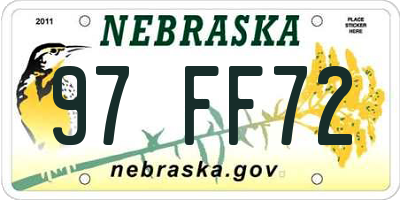 NE license plate 97FF72