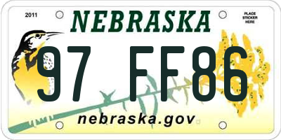 NE license plate 97FF86