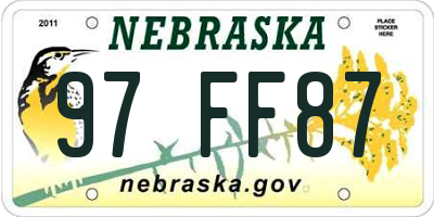 NE license plate 97FF87