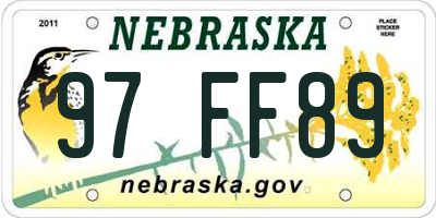 NE license plate 97FF89