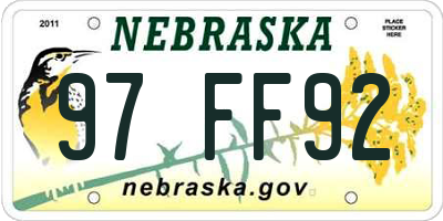 NE license plate 97FF92