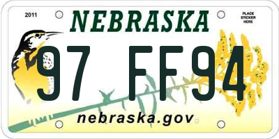 NE license plate 97FF94