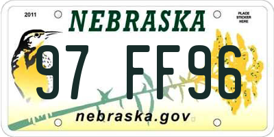 NE license plate 97FF96