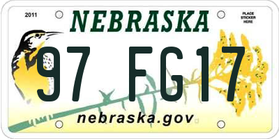 NE license plate 97FG17