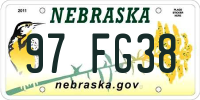 NE license plate 97FG38