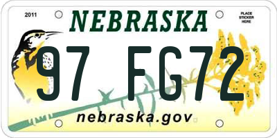 NE license plate 97FG72