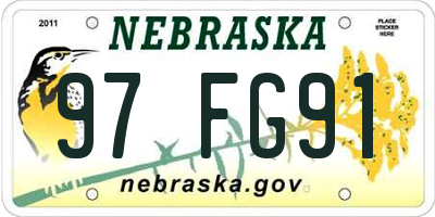NE license plate 97FG91