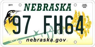 NE license plate 97FH64
