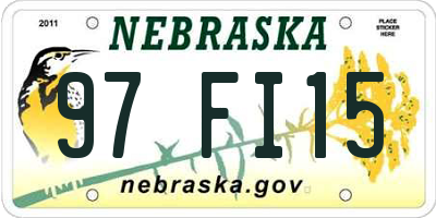 NE license plate 97FI15