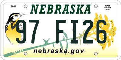 NE license plate 97FI26