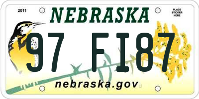 NE license plate 97FI87