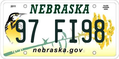 NE license plate 97FI98