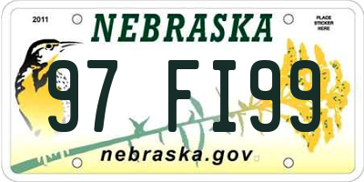 NE license plate 97FI99