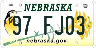 NE license plate 97FJ03