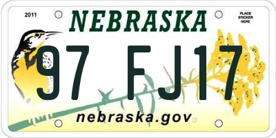 NE license plate 97FJ17