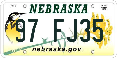 NE license plate 97FJ35