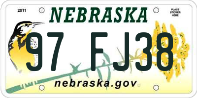 NE license plate 97FJ38