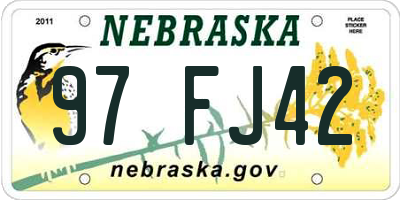 NE license plate 97FJ42