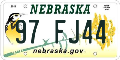 NE license plate 97FJ44