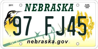 NE license plate 97FJ45
