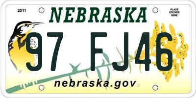 NE license plate 97FJ46