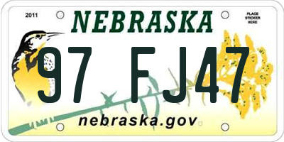 NE license plate 97FJ47