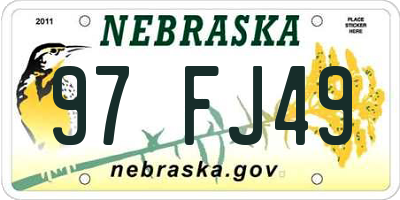 NE license plate 97FJ49