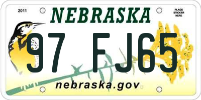 NE license plate 97FJ65