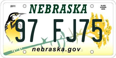 NE license plate 97FJ75